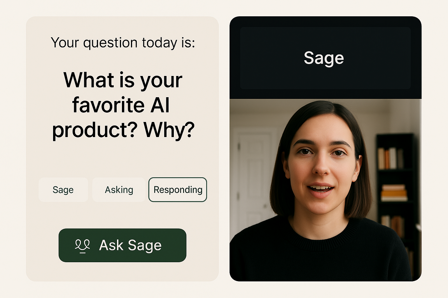 Sage interview preparation platform interface showing a mock interview session